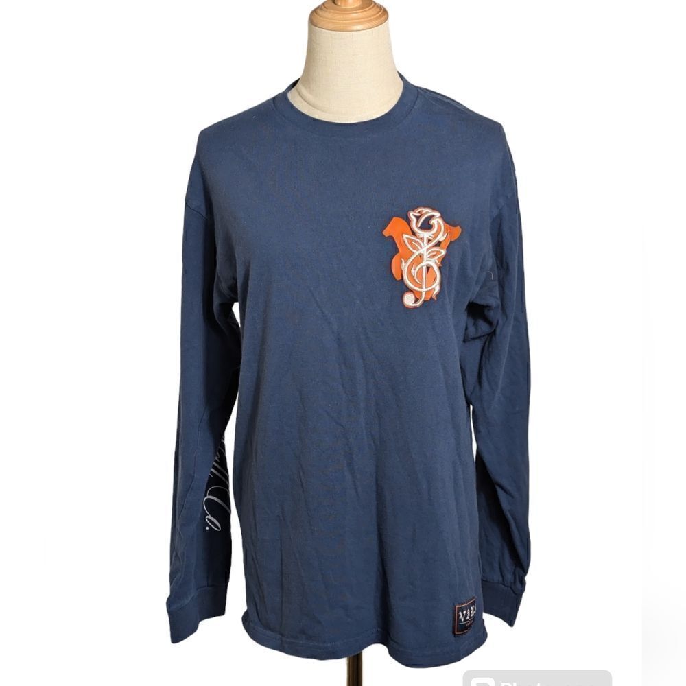 Van's Vintage Blue Embroidered Long Sleeve Tee Shirt